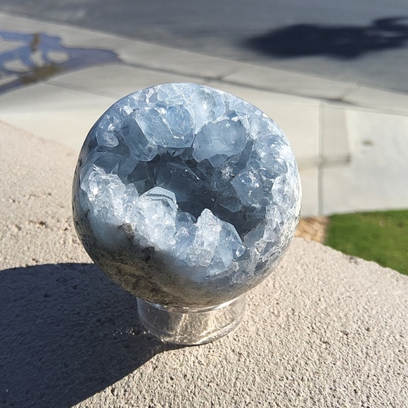 Calming, Baby Blue Celestite Geode Sphere- So sparkly!!! - Picture 4 of 17